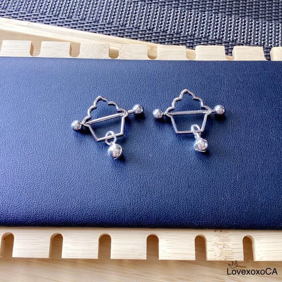 Cute Icecream Pierced Nipple Rings with Bell - Picture 3 of 5